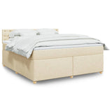 Box spring postelja z vzmetnico krem 180x200 cm blago