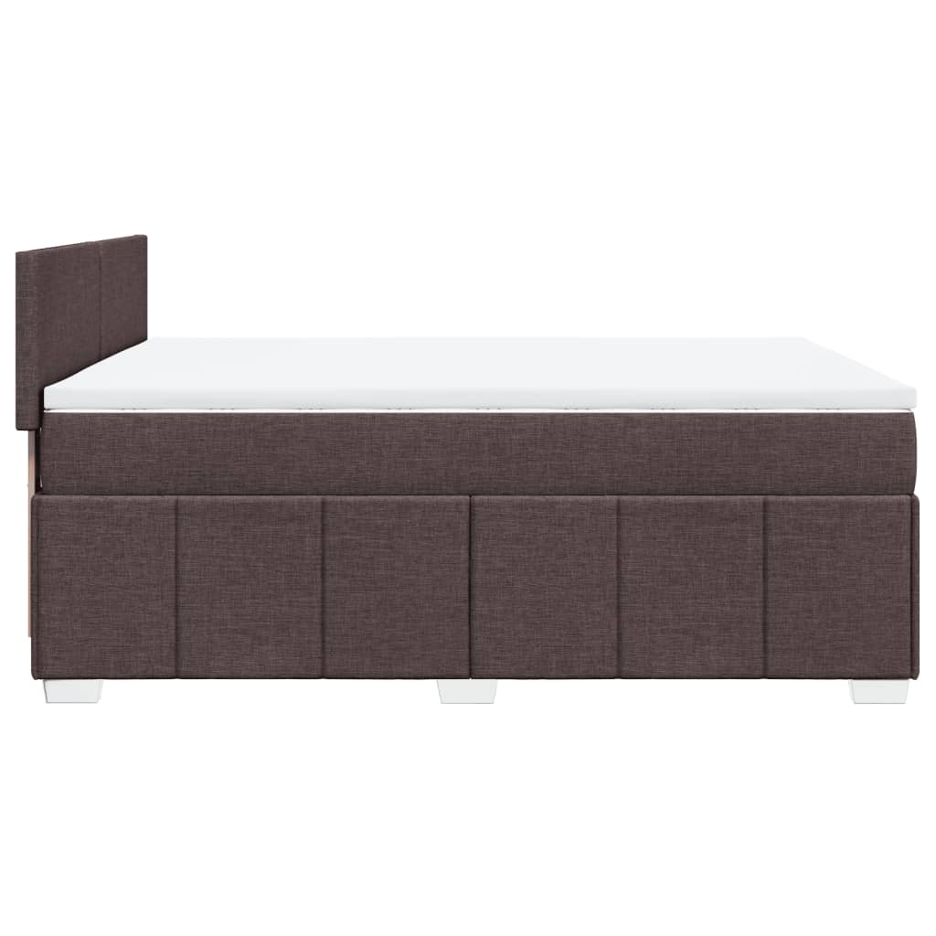 Box spring postelja z vzmetnico temno rjava 140x200 cm blago