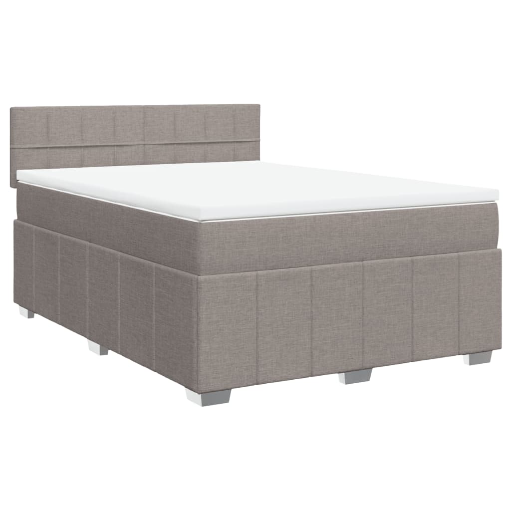 Box spring postelja z vzmetnico taupe 140x200 cm blago