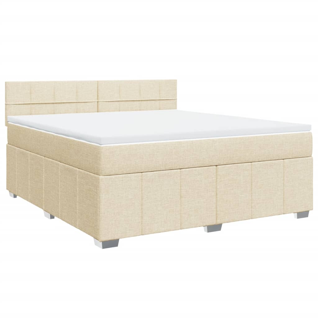 Box spring postelja z vzmetnico krem 180x200 cm blago