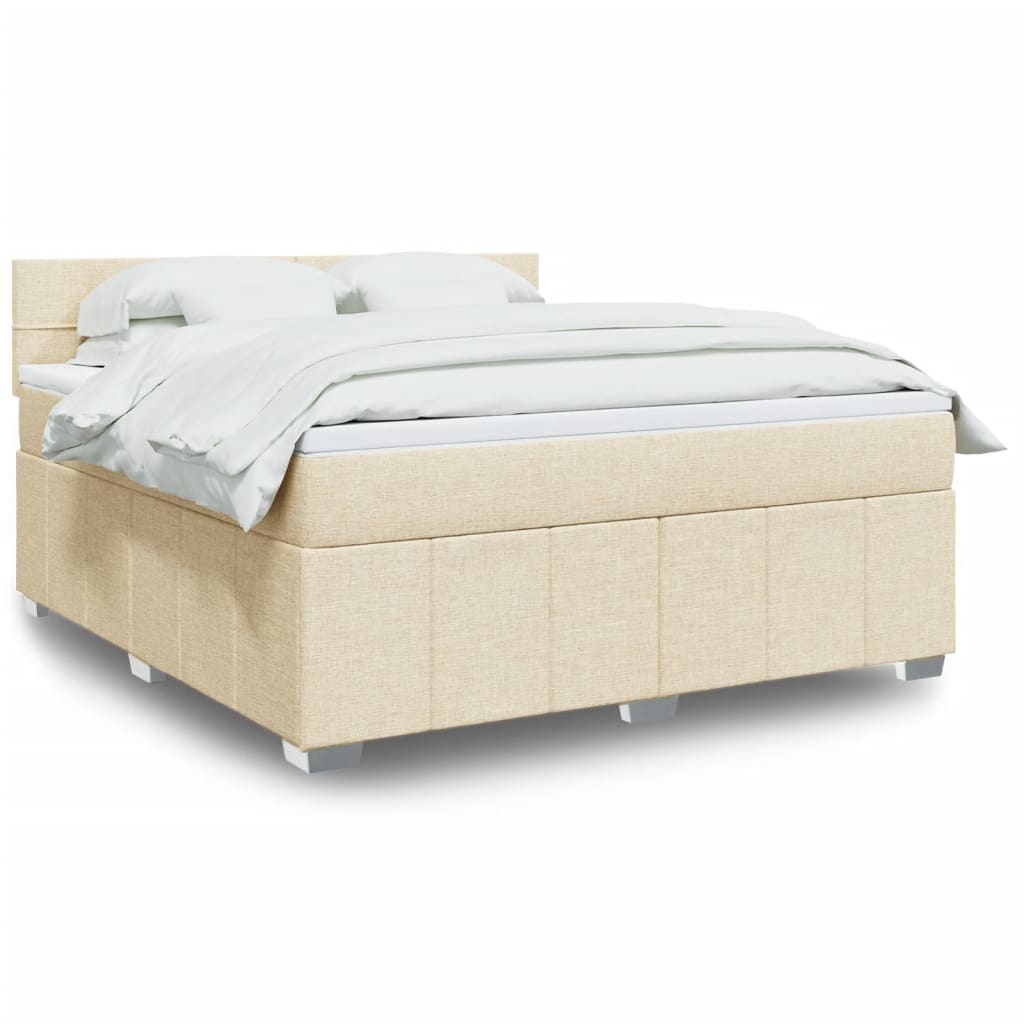 Box spring postelja z vzmetnico krem 180x200 cm blago