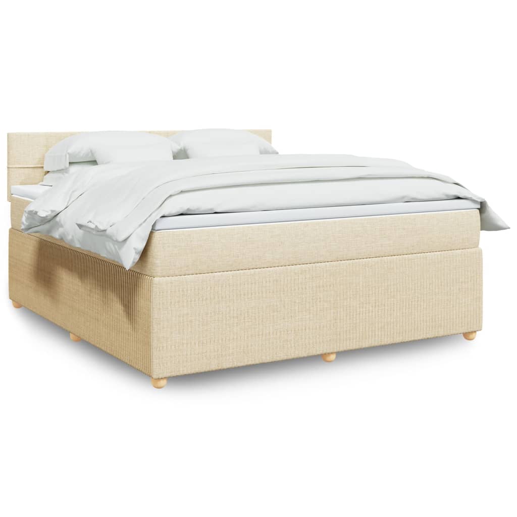 Box spring postelja z vzmetnico krem 180x200 cm blago