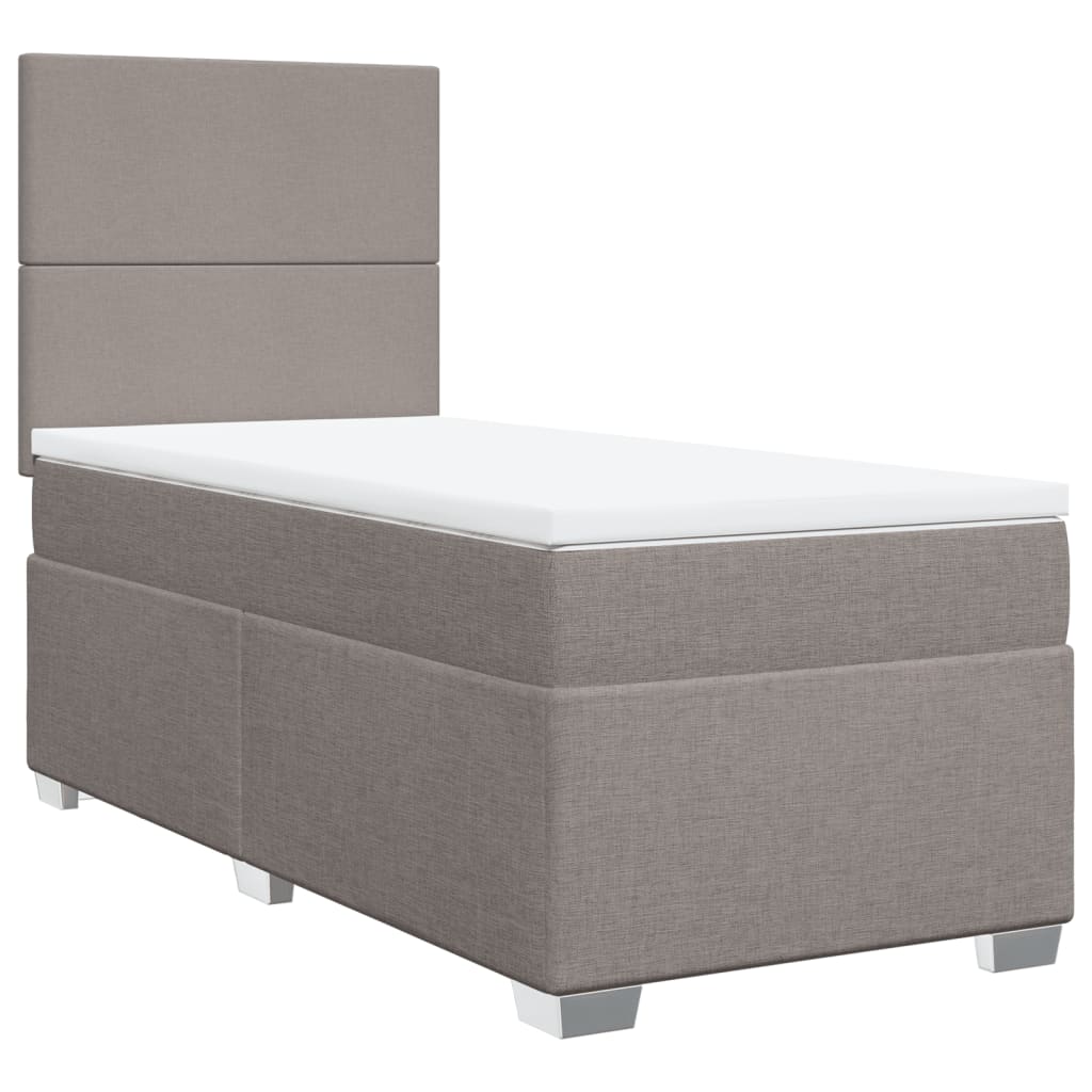 Box spring postelja z vzmetnico taupe 90x190 cm blago