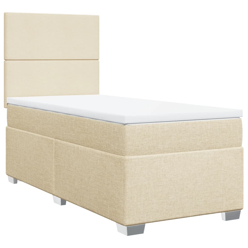 Box spring postelja z vzmetnico krem 90x190 cm blago