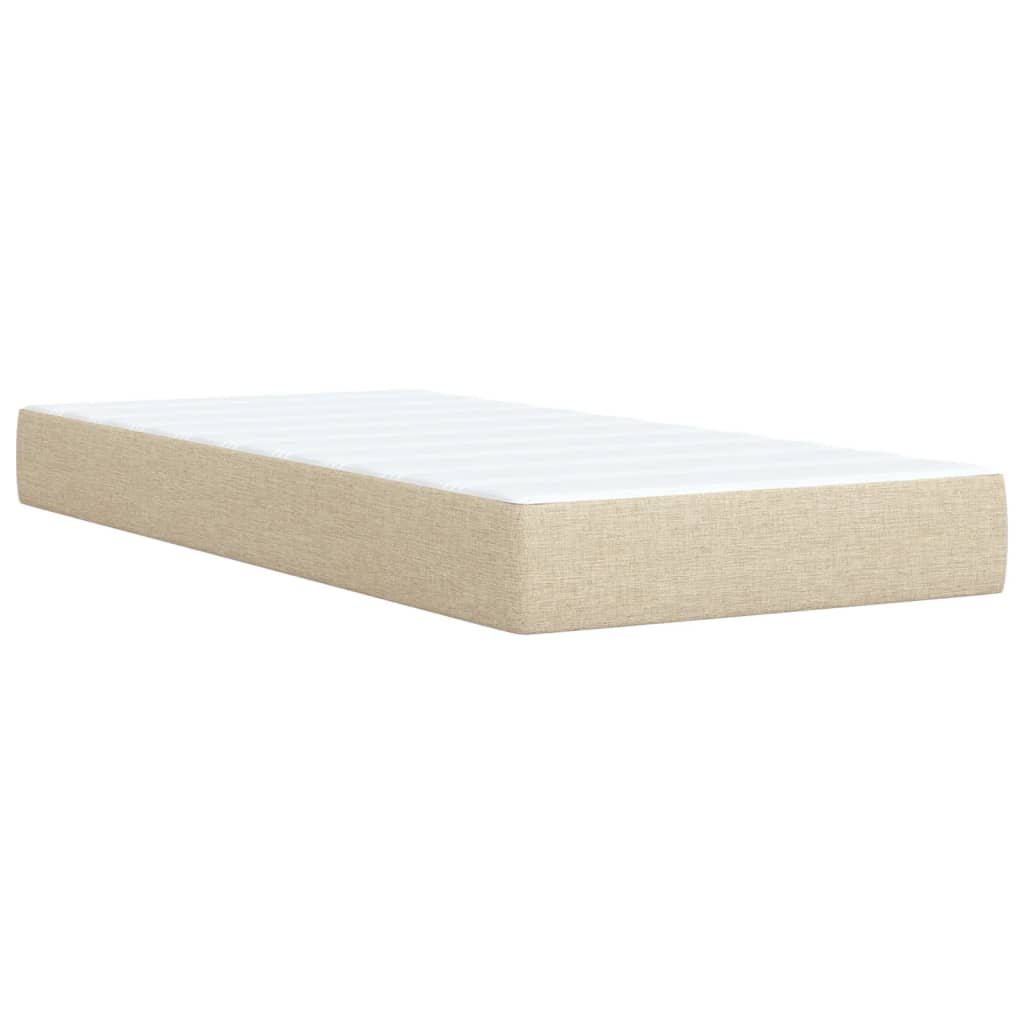 Box spring postelja z vzmetnico krem 90x190 cm blago