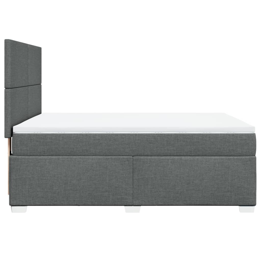 Box spring postelja z vzmetnico temno siva 140x200 cm blago