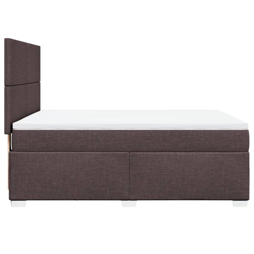 Box spring postelja z vzmetnico temno rjava 140x200 cm blago