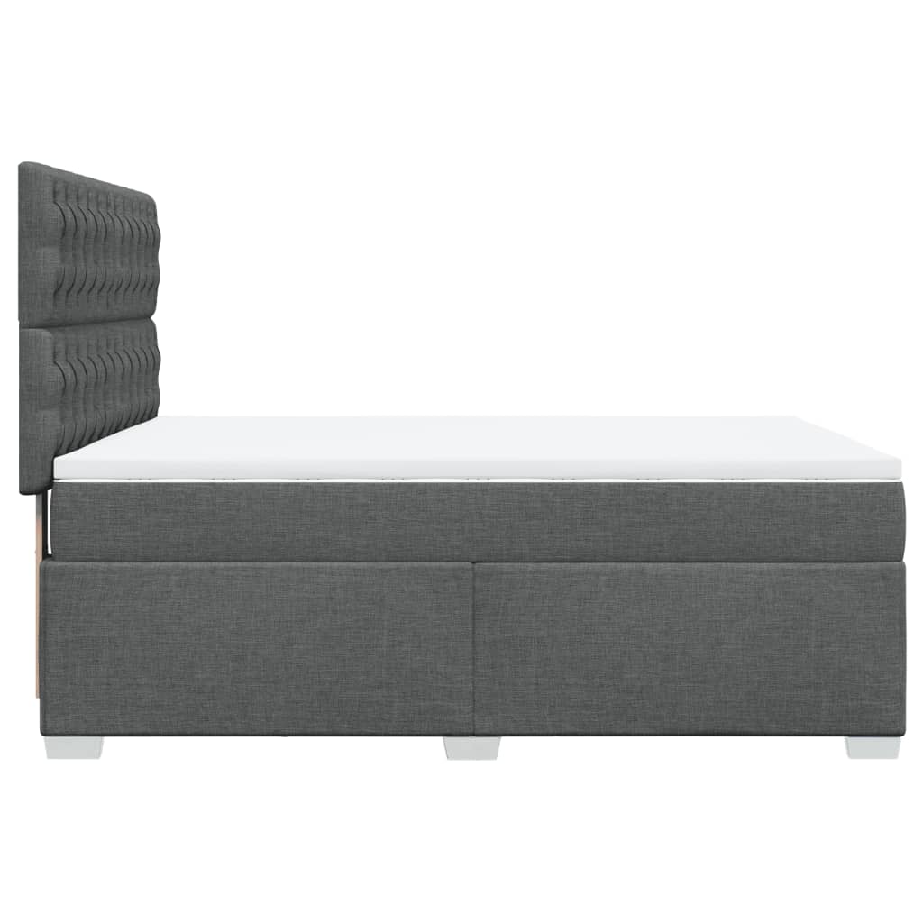 Box spring postelja z vzmetnico temno siva 140x200 cm blago