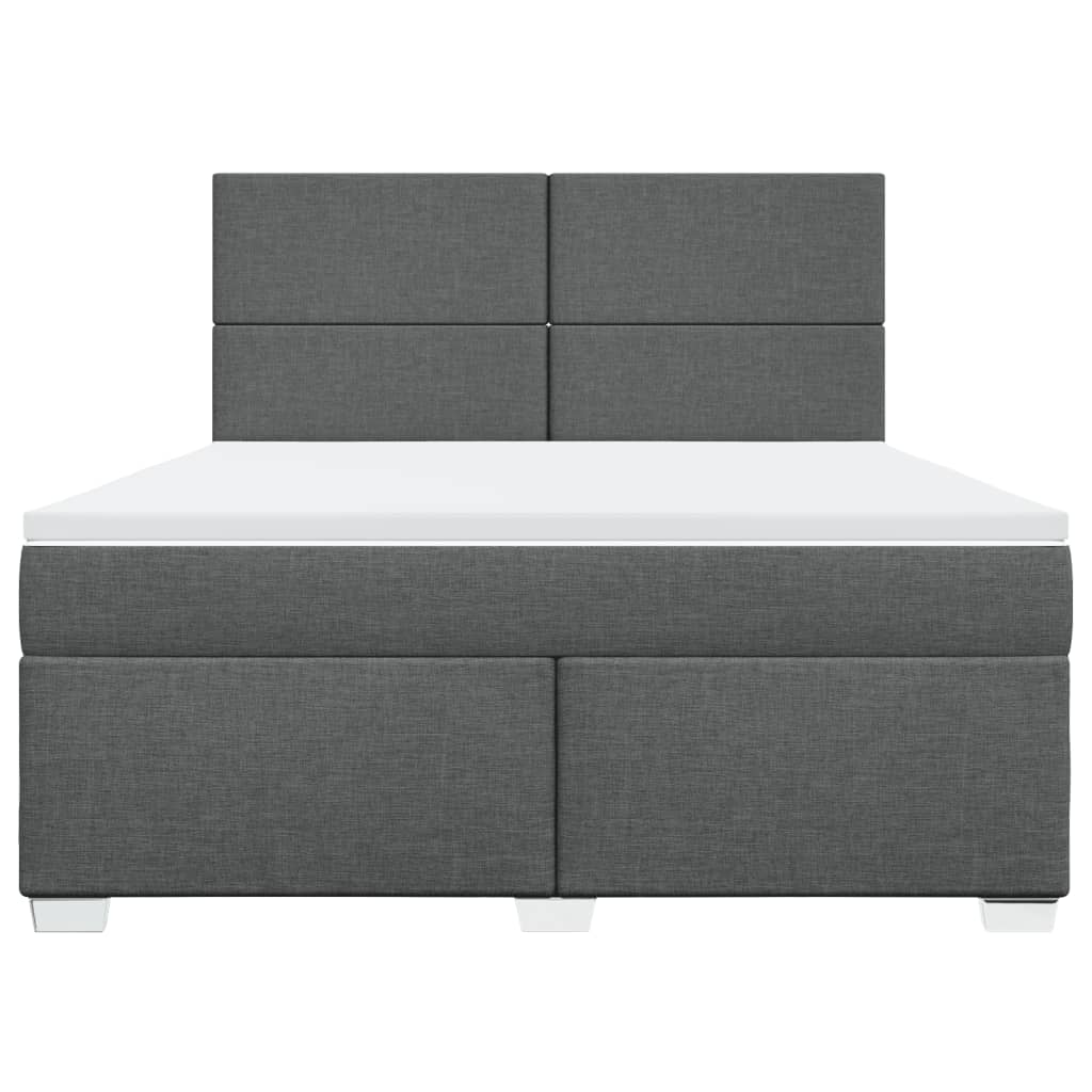 Box spring postelja z vzmetnico temno siva 180x200 cm blago