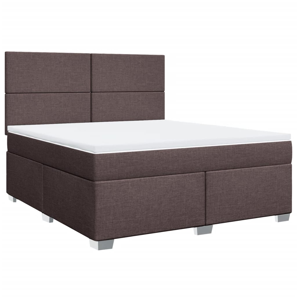 Box spring postelja z vzmetnico temno rjava 180x200 cm blago