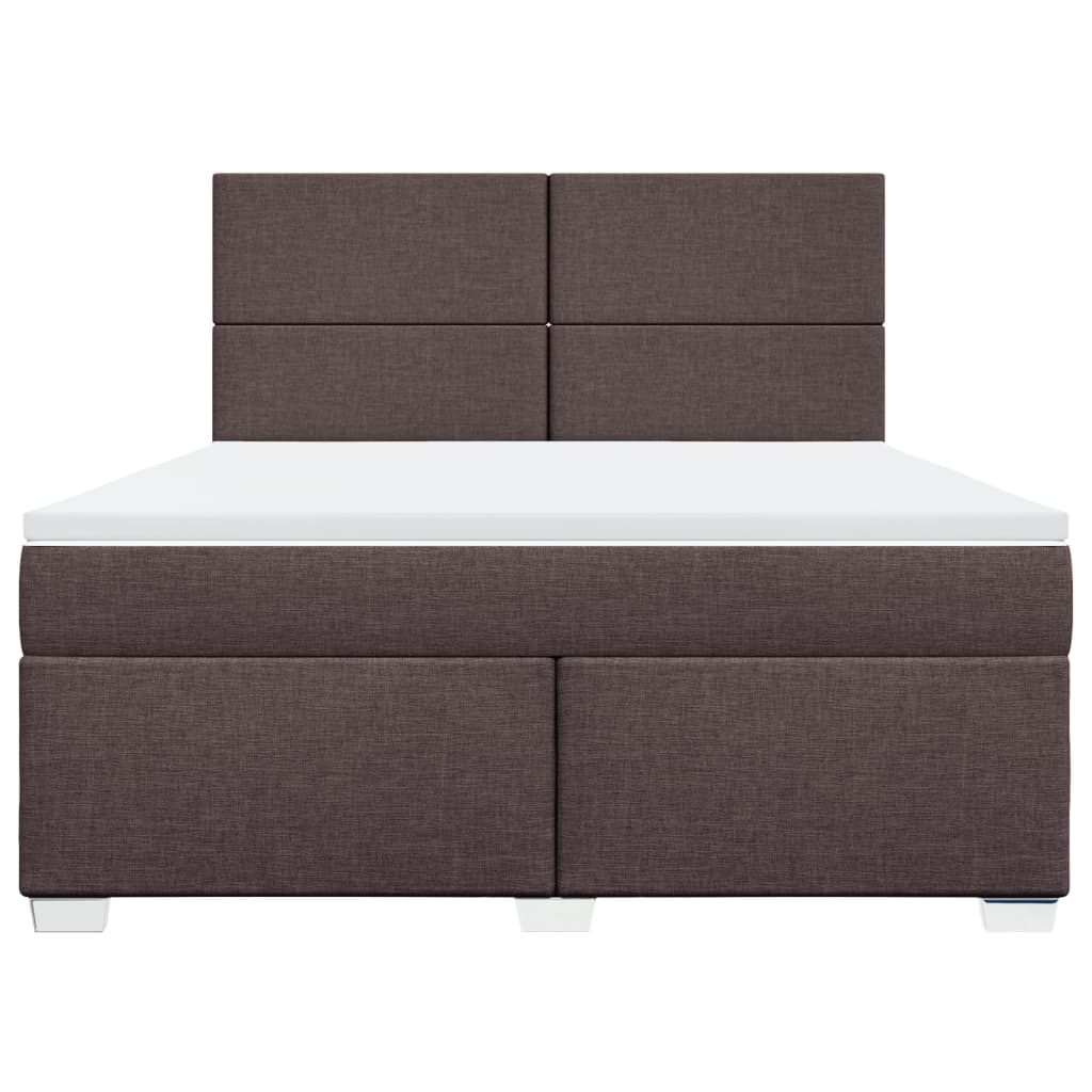 Box spring postelja z vzmetnico temno rjava 180x200 cm blago