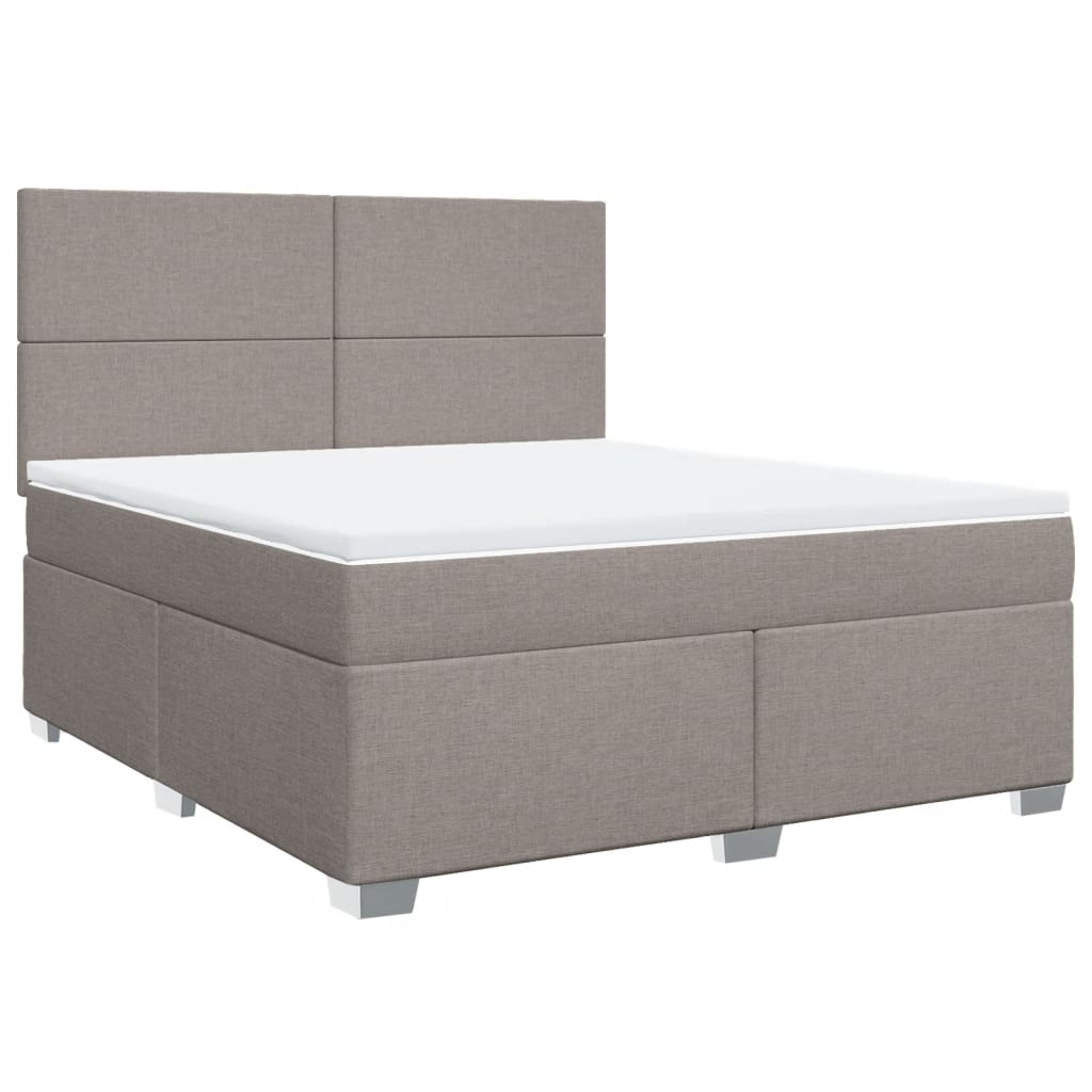 Box spring postelja z vzmetnico taupe 180x200 cm blago