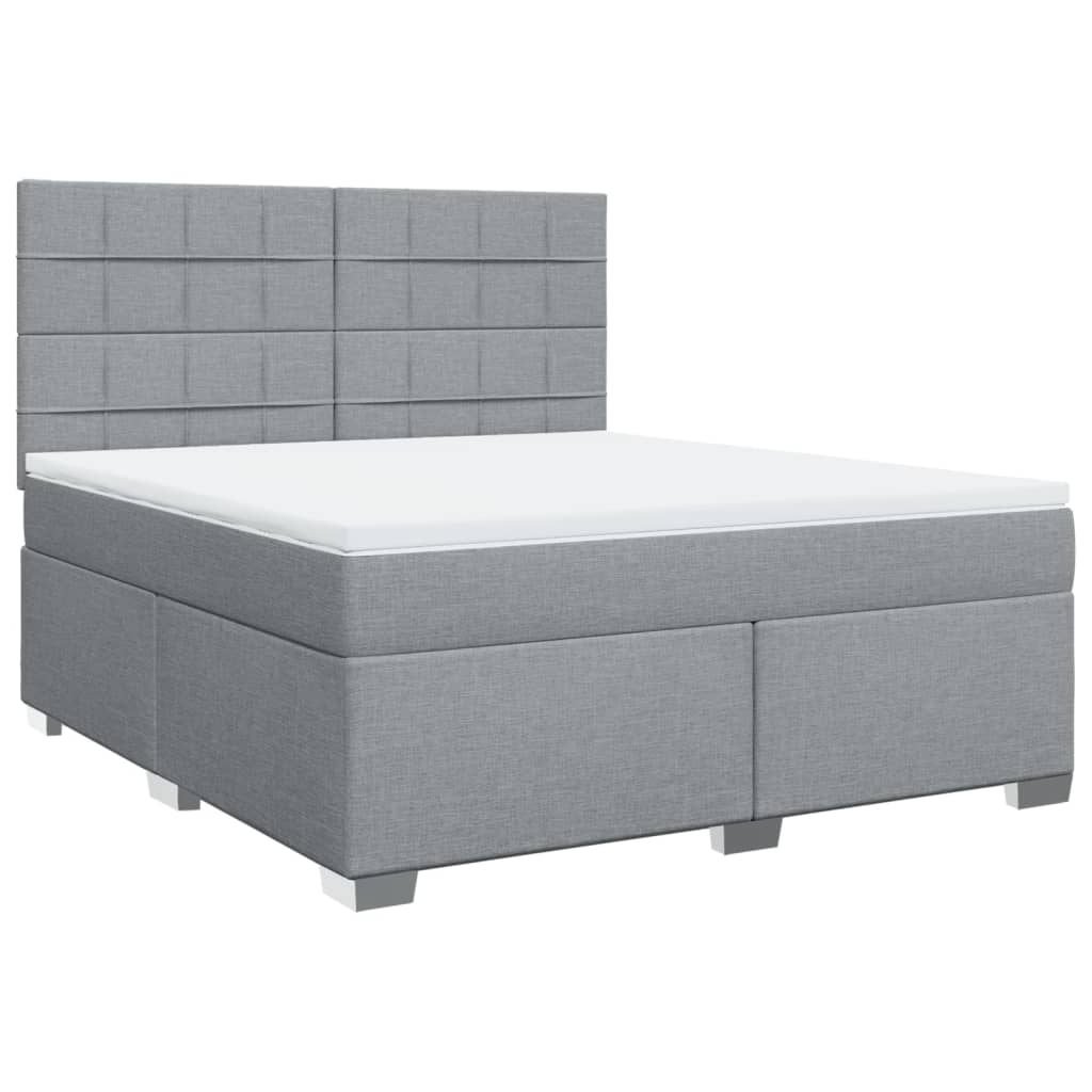 Box spring postelja z vzmetnico svetlo siva 180x200 cm blago