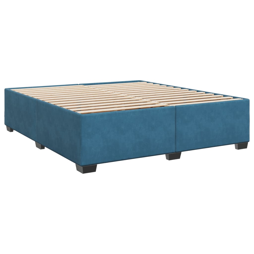 Box spring postelja z vzmetnico modra 180x200 cm žamet