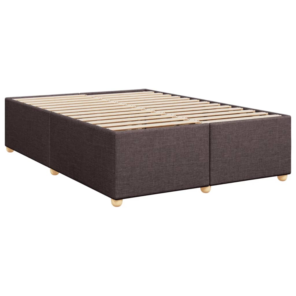 Box spring postelja z vzmetnico temno rjava 140x200 cm blago