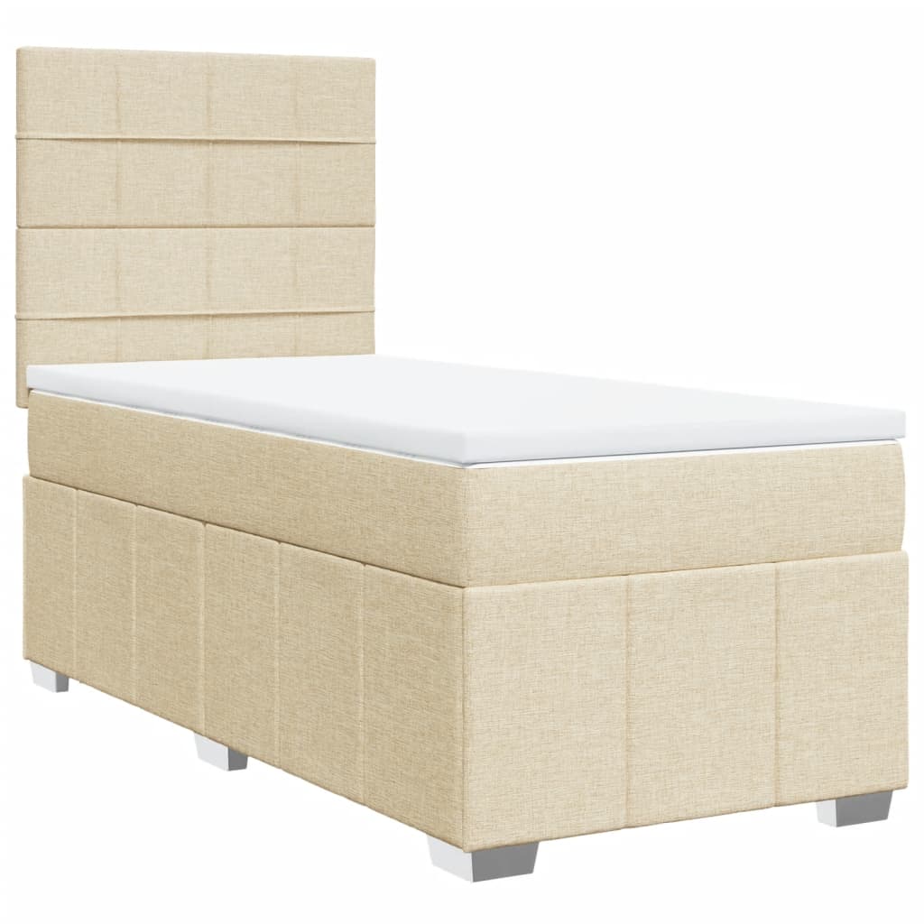 Box spring postelja z vzmetnico krem 90x200 cm blago