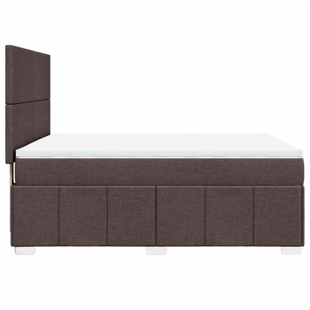 Box spring postelja z vzmetnico temno rjava 140x200 cm blago