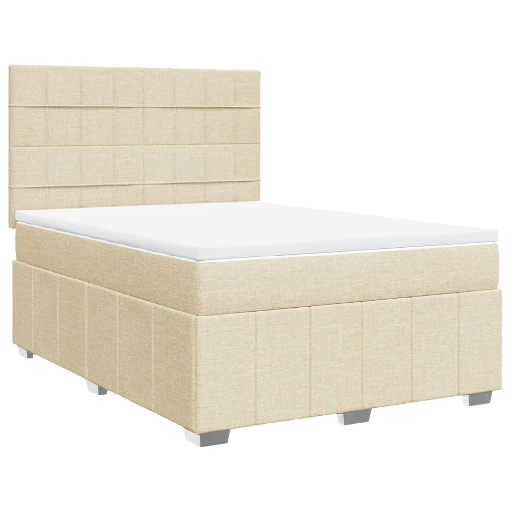 Box spring postelja z vzmetnico krem 140x200 cm blago