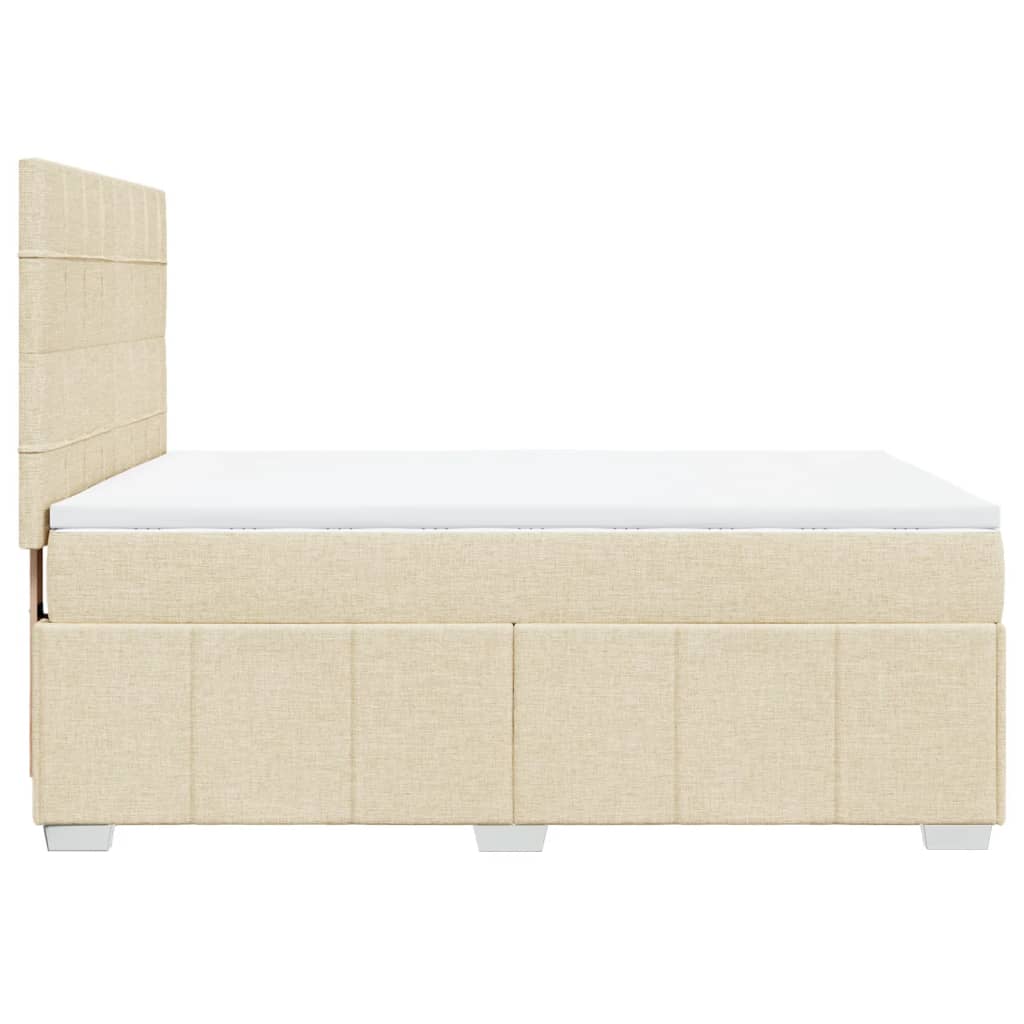 Box spring postelja z vzmetnico krem 140x200 cm blago