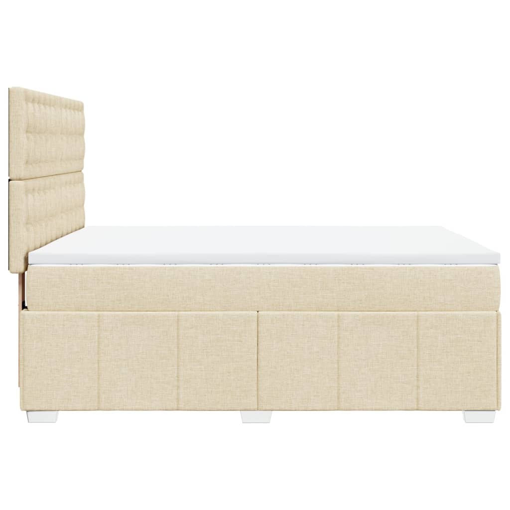 Box spring postelja z vzmetnico krem 140x200 cm blago