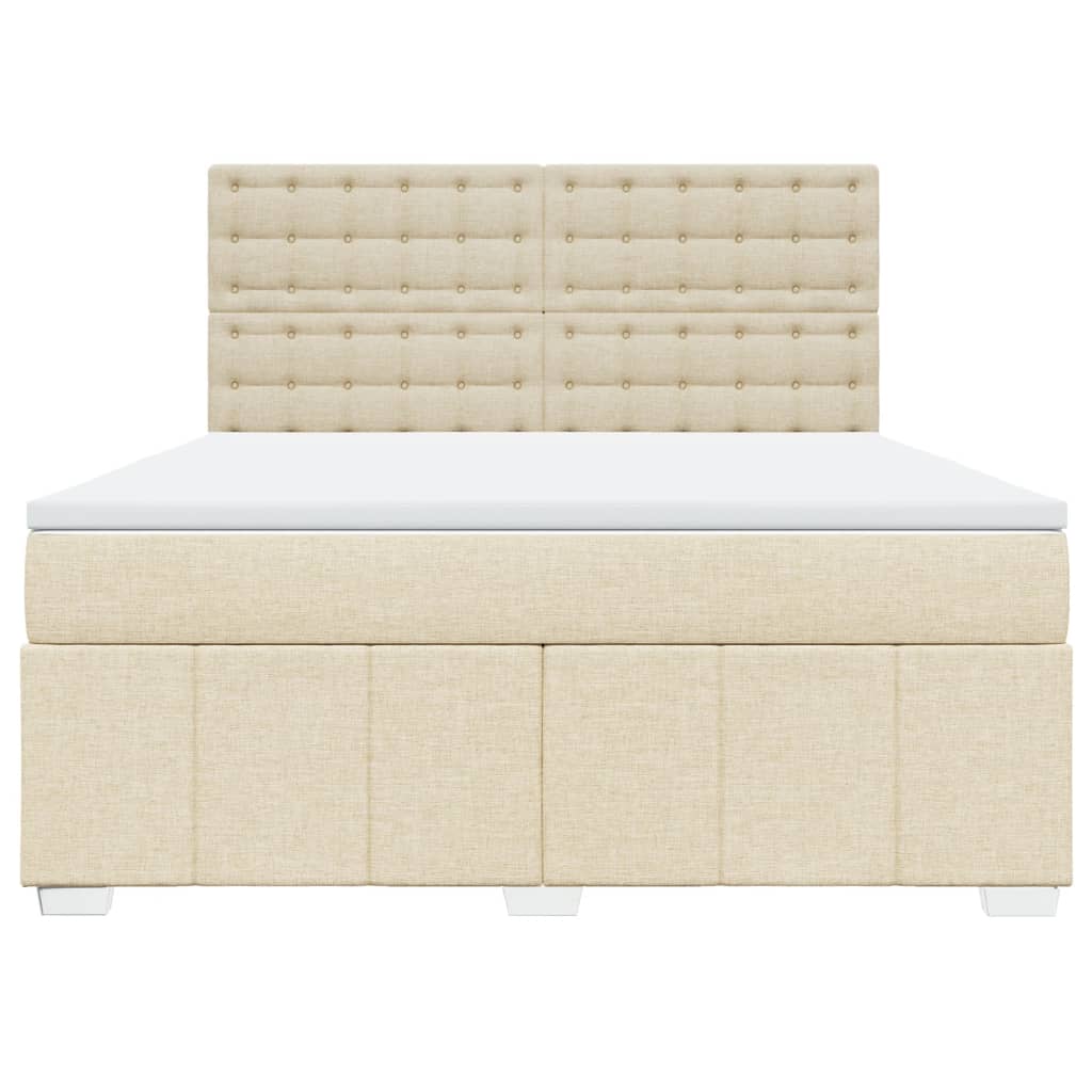 Box spring postelja z vzmetnico krem 180x200 cm blago