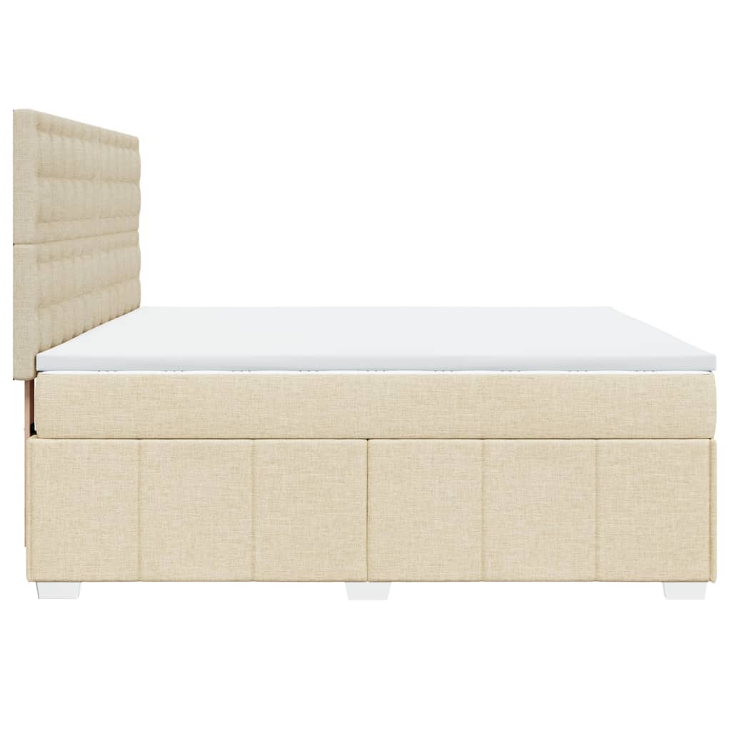 Box spring postelja z vzmetnico krem 180x200 cm blago