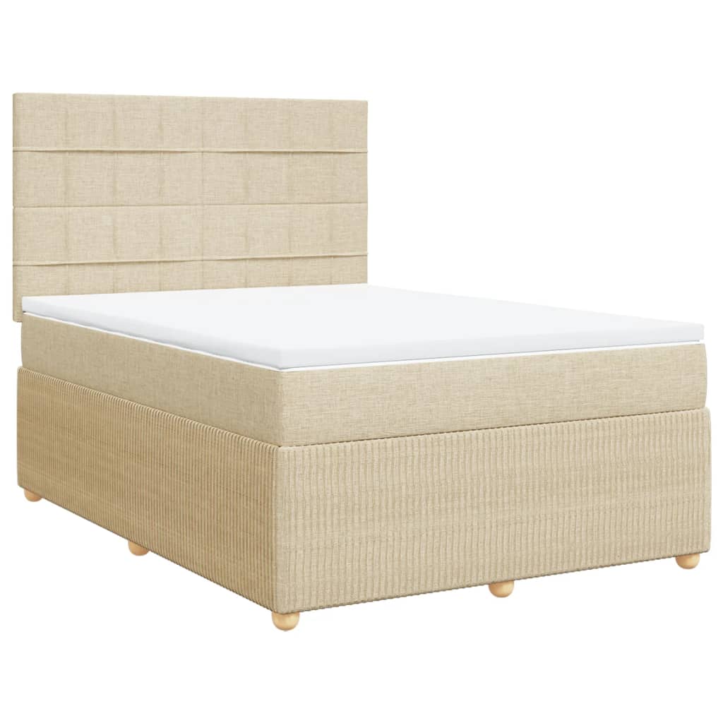 Box spring postelja z vzmetnico krem 140x200 cm blago