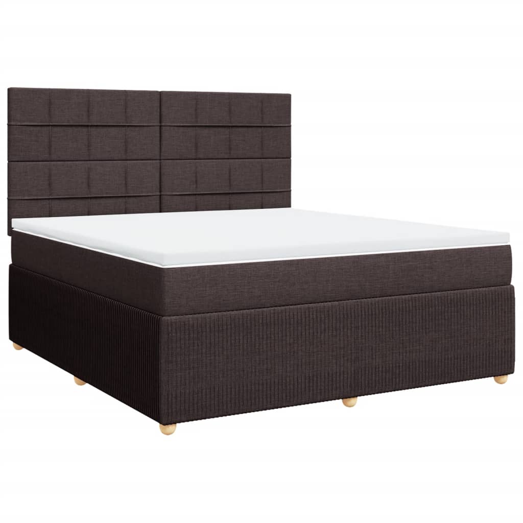 Box spring postelja z vzmetnico temno rjava 180x200 cm blago