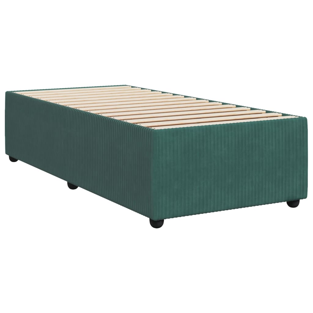 Box spring postelja z vzmetnico temno zelen 90x190 cm žamet