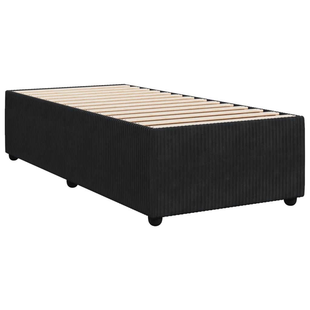 Box spring postelja z vzmetnico črn 90x190 cm žamet