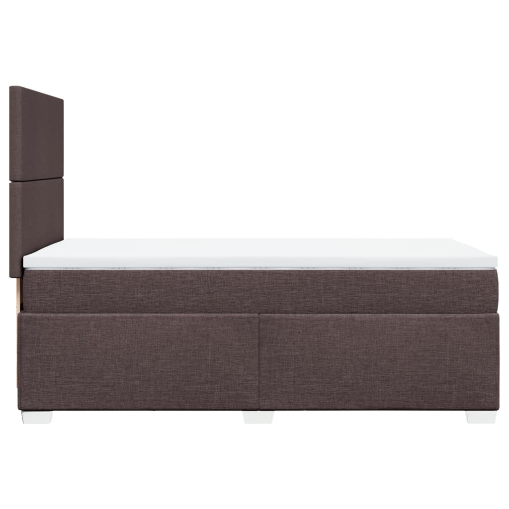 Box spring postelja z vzmetnico temno rjava 90x200 cm blago