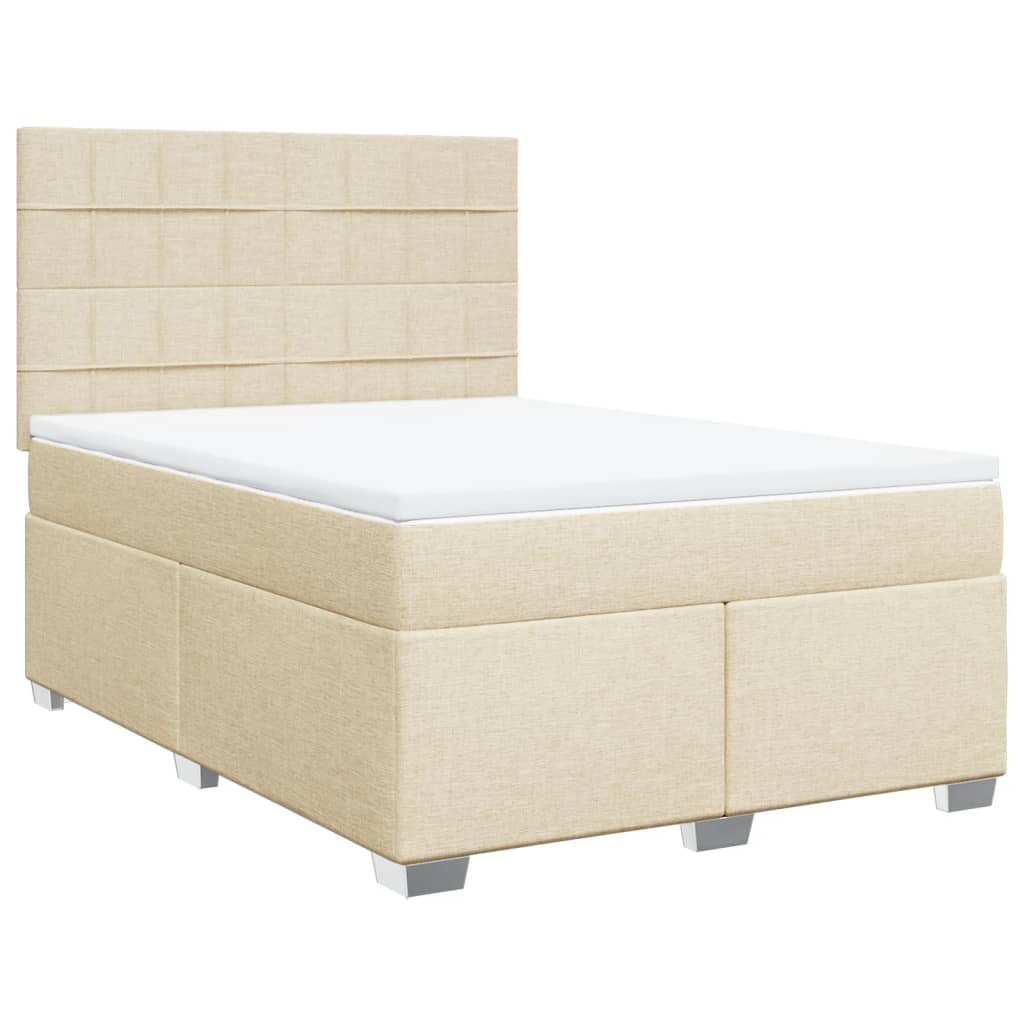 Box spring postelja z vzmetnico krem 140x200 cm blago