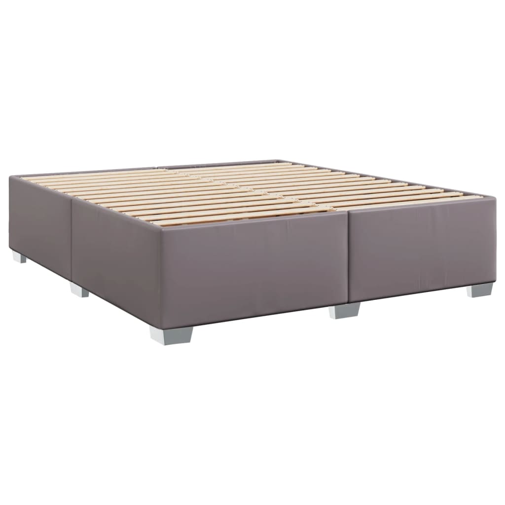 Box spring postelja z vzmetnico siva 180x200 cm umetno usnje