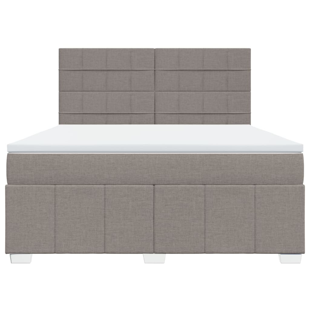 Box spring postelja z vzmetnico taupe 180x200 cm blago