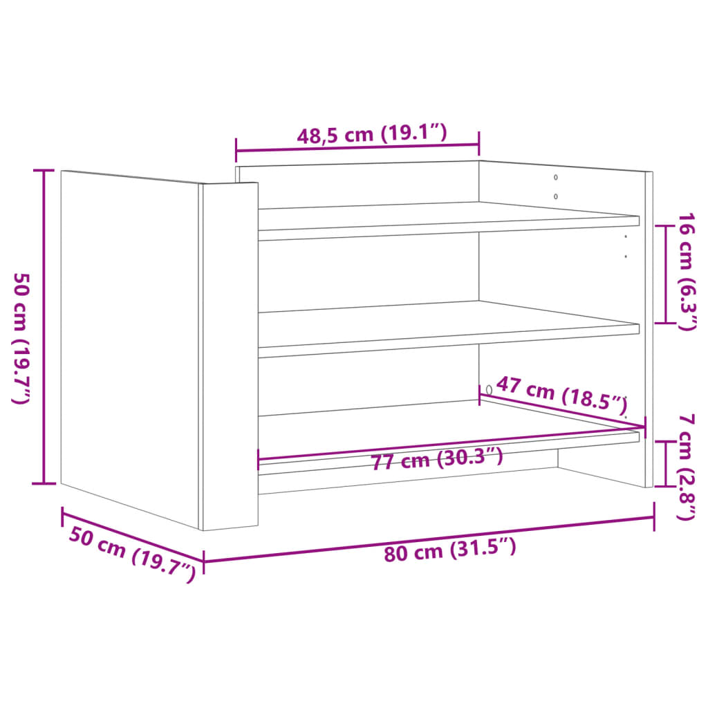 Klubska mizica dimljeni hrast 80x50x50 cm inženirski les