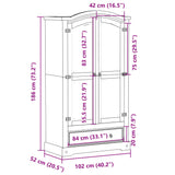 Garderobna omara Corona 102x52x186 cm trdna borovina