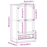 Garderobna omara Corona bela 102x52x186 cm trdna borovina