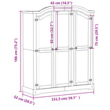 Garderobna omara Corona 151,5x52x186 cm trdna borovina