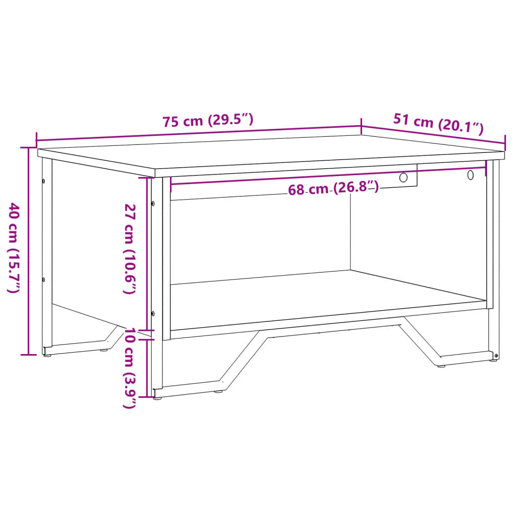 Klubska mizica sonoma hrast 75x51x40 cm inženirski les