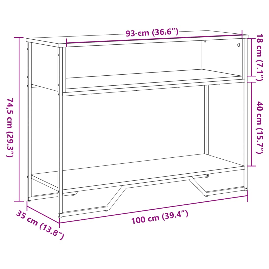 Konzolna mizica sonoma hrast 100x35x74,5 cm inženirski les