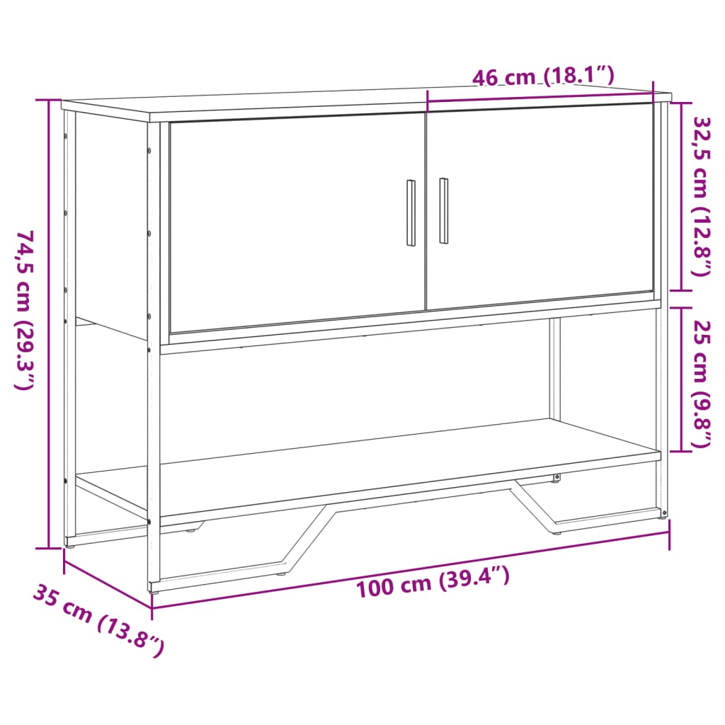 Konzolna mizica sonoma hrast 100x35x74,5 cm inženirski les