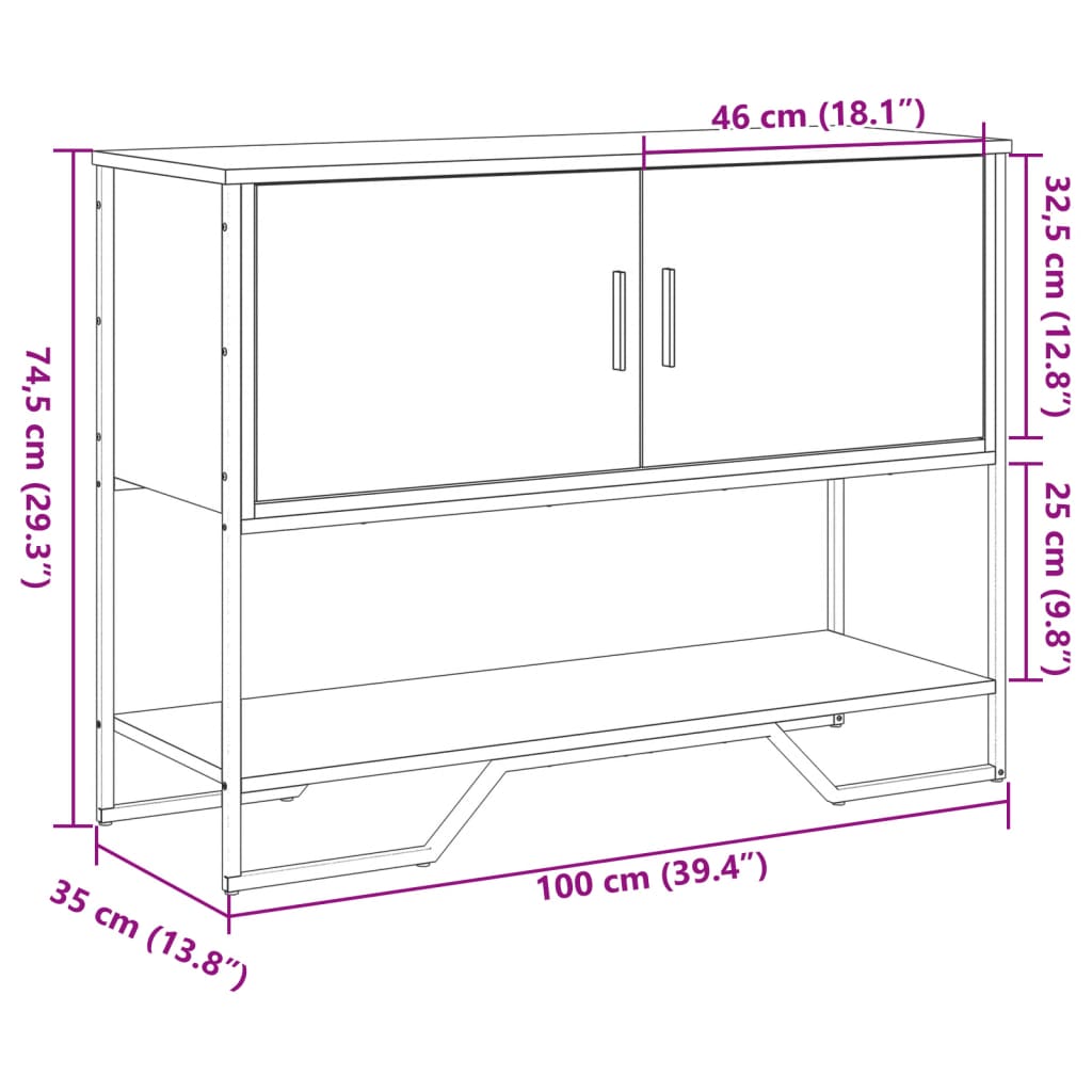 Konzolna mizica siva sonoma 100x35x74,5 cm inženirski les