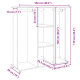 Garderobna omara s koleščki črna 102x38x110 cm inženirski les