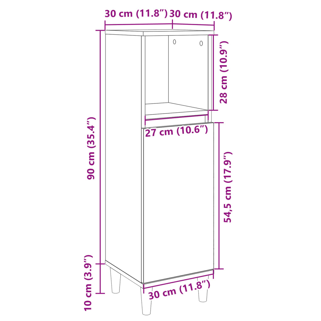 Kopalniška omarica sonoma hrast 30x30x100 cm inženirski les