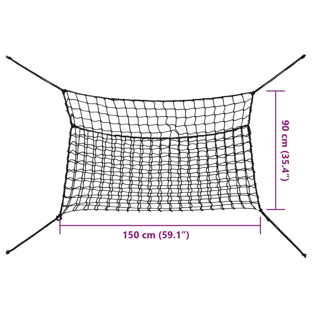 Mreža za seno 2 kosa pravokotna črna 150x90 cm PP