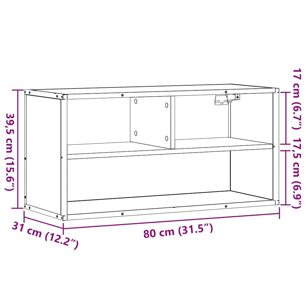 TV omarica dimljen hrast 80x31x39,5 cm inženirski les in kovina