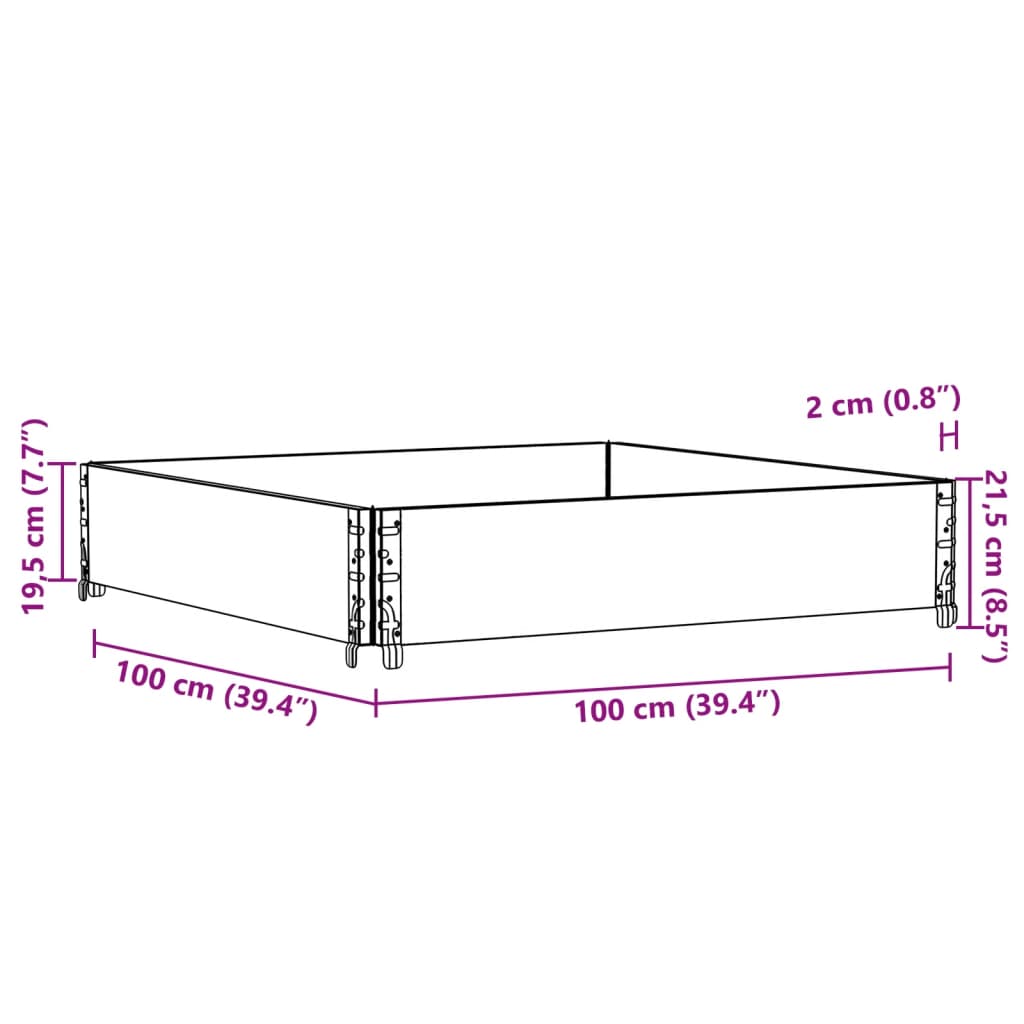 Vrtno korito sivo 100x100 cm trdna borovina