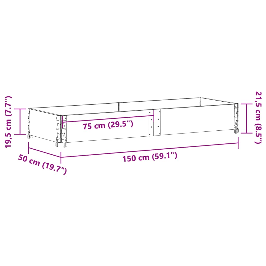 Vrtno korito rjavo 150x50 cm trdna borovina