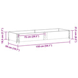 Vrtno korito rjavo 150x50 cm trdna borovina