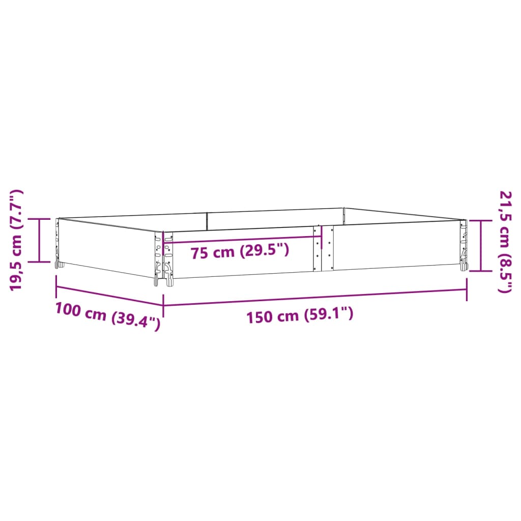 Vrtno korito črno 150x100 cm trdna borovina